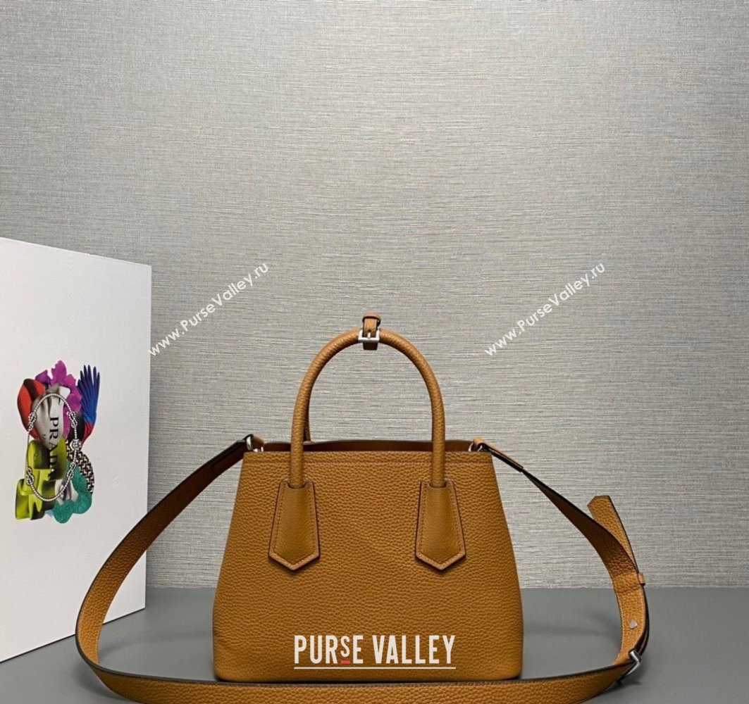 Prada Double leather mini bag 1BG443 Brown 2024 (ziyin-24022804)