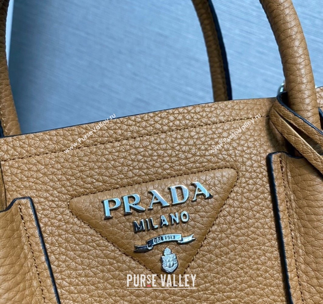 Prada Double leather mini bag 1BG443 Brown 2024 (ziyin-24022804)