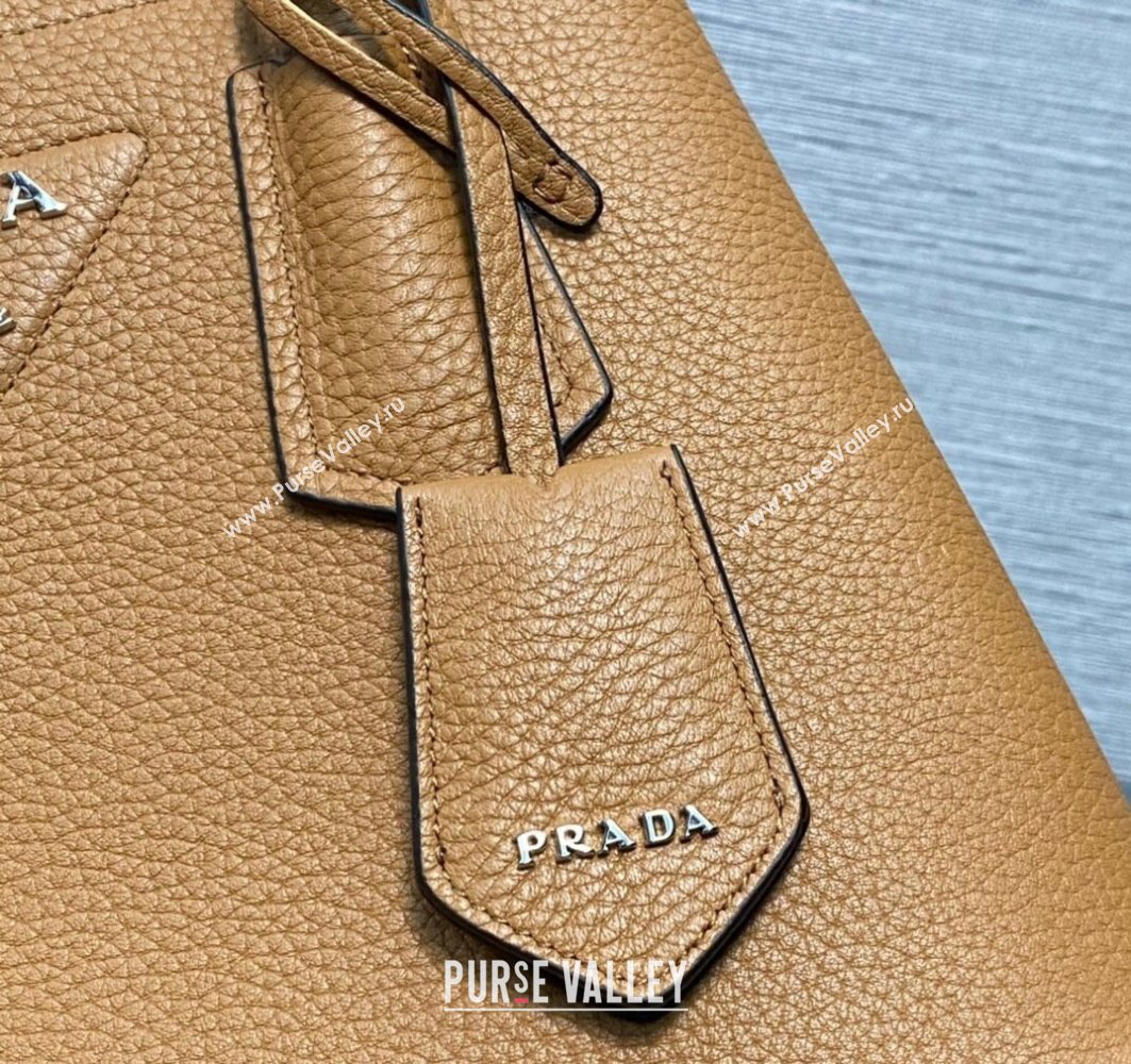 Prada Double leather mini bag 1BG443 Brown 2024 (ziyin-24022804)