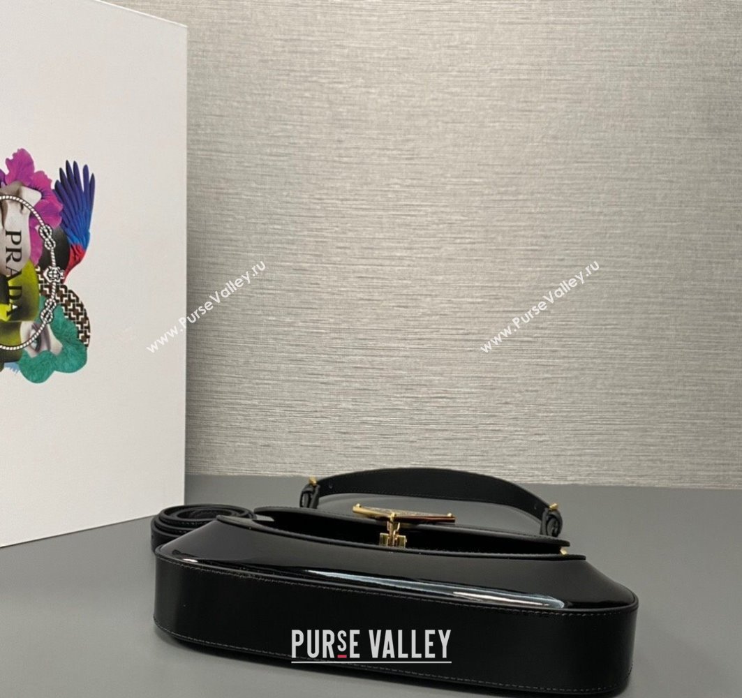 Prada Patent leather shoulder bag 1BD345 Black 2024 (ziyin-24022726)