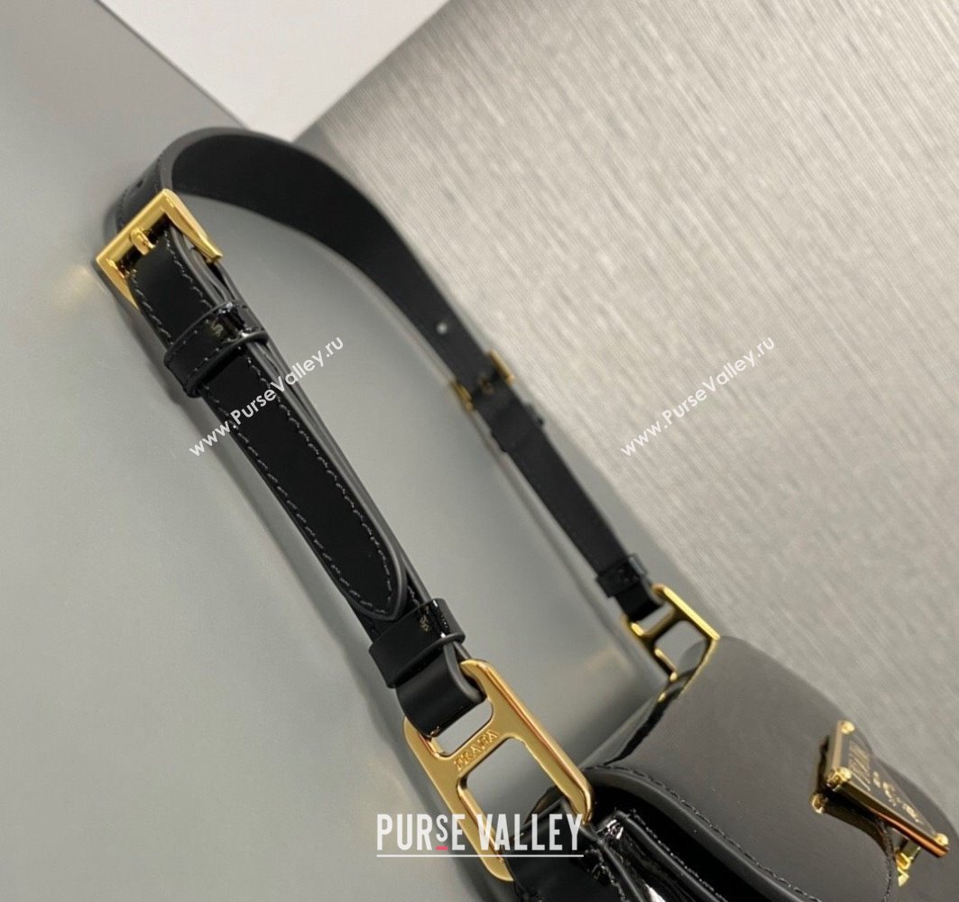 Prada Patent leather shoulder bag 1BD345 Black 2024 (ziyin-24022726)