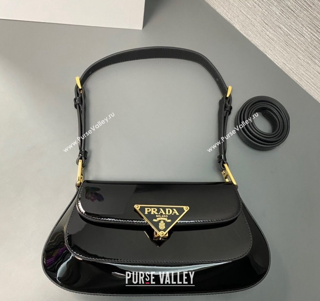 Prada Patent leather shoulder bag 1BD345 Black 2024 (ziyin-24022726)