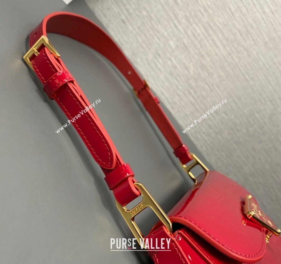 Prada Patent leather shoulder bag 1BD345 Red 2024 (ziyin-24022727)