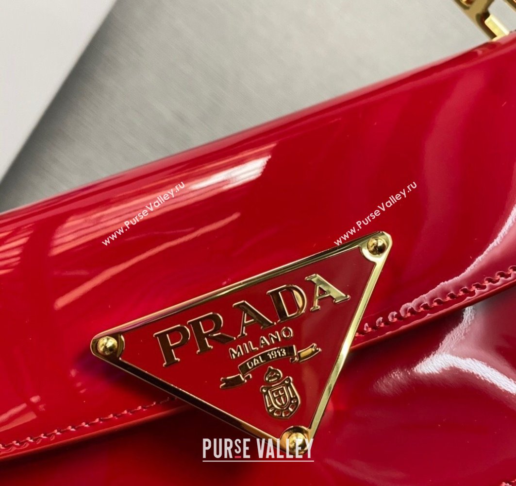 Prada Patent leather shoulder bag 1BD345 Red 2024 (ziyin-24022727)