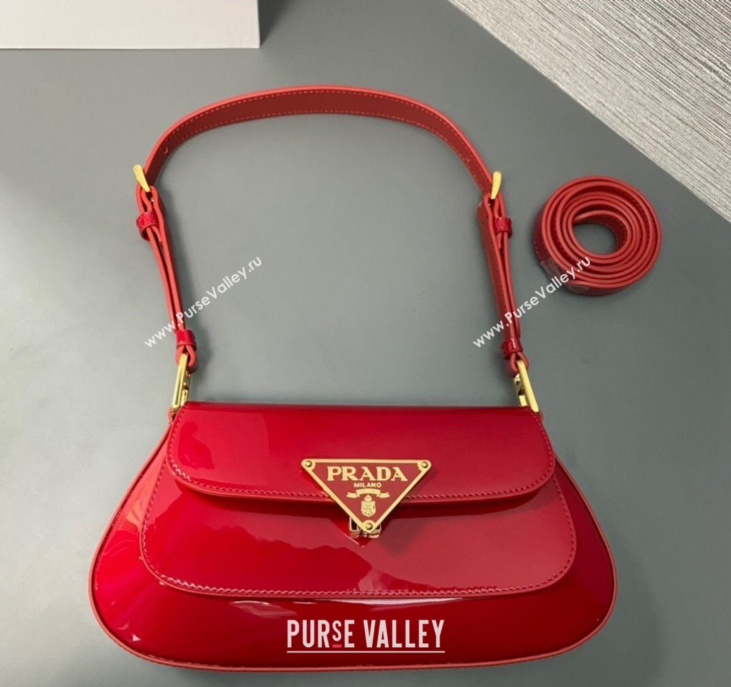 Prada Patent leather shoulder bag 1BD345 Red 2024 (ziyin-24022727)