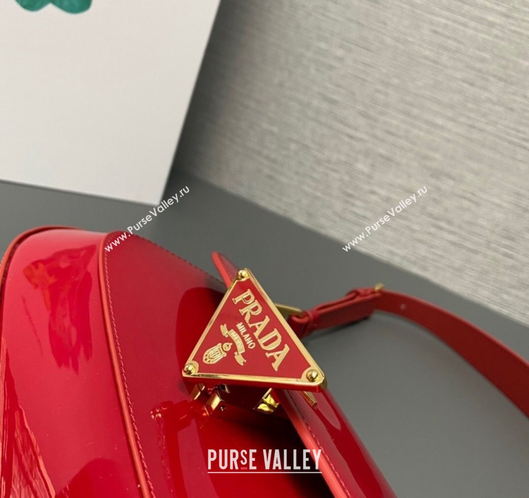 Prada Patent leather shoulder bag 1BD345 Red 2024 (ziyin-24022727)