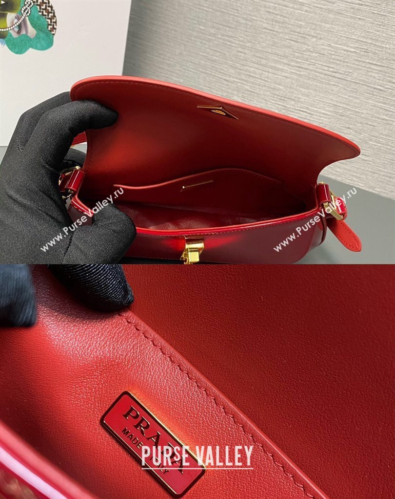 Prada Patent leather shoulder bag 1BD345 Red 2024 (ziyin-24022727)