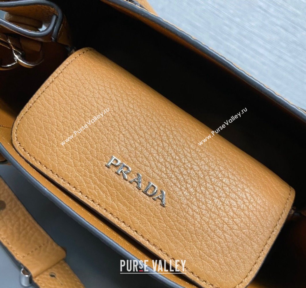 Prada Double leather mini bag 1BG443 Brown 2024 (ziyin-24022804)