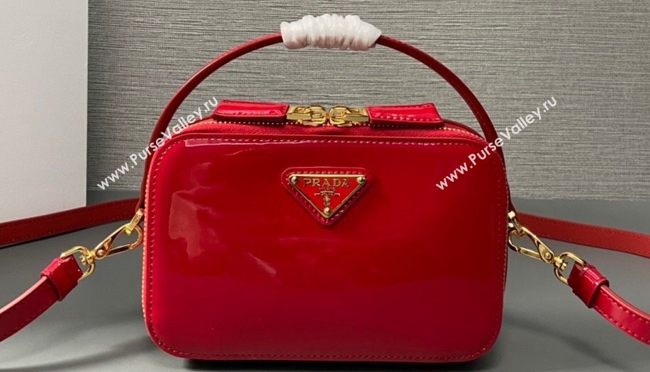 Prada Odette patent leather mini-bag 1BH206 Red 2024 (ziyin-24022716)