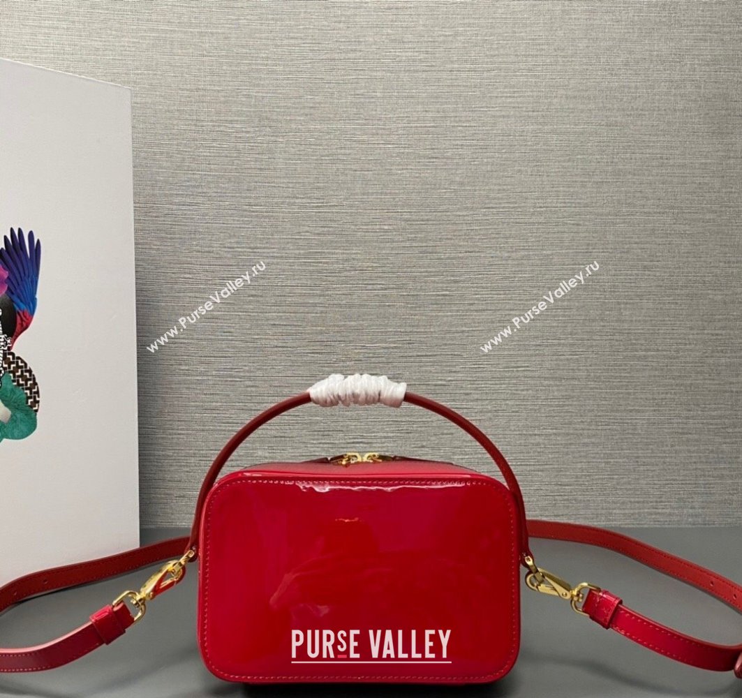 Prada Odette patent leather mini-bag 1BH206 Red 2024 (ziyin-24022716)