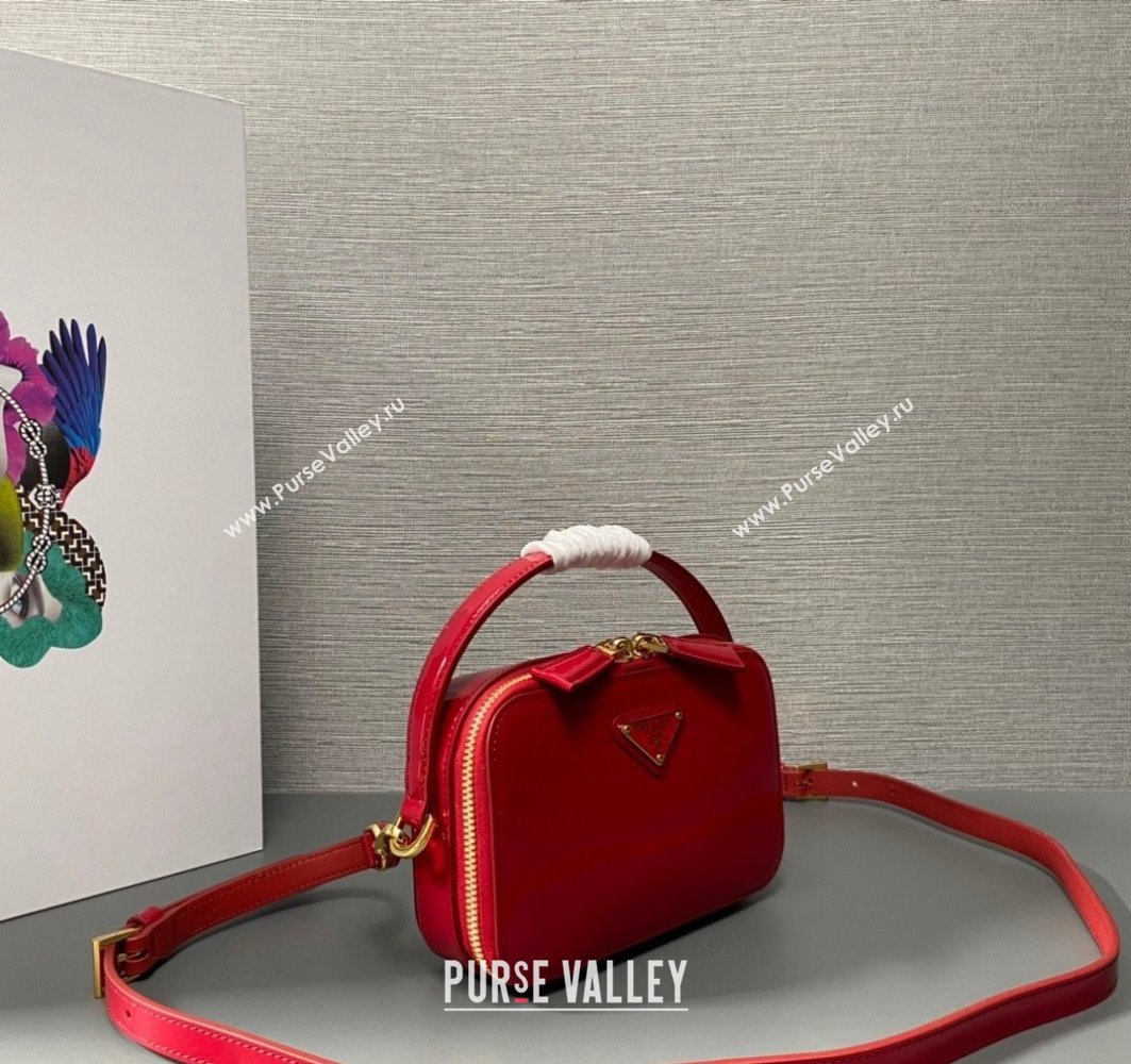 Prada Odette patent leather mini-bag 1BH206 Red 2024 (ziyin-24022716)