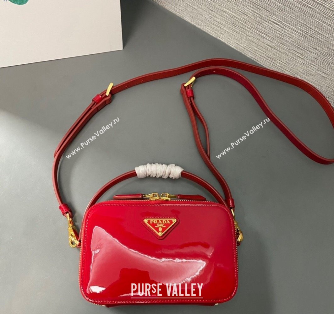 Prada Odette patent leather mini-bag 1BH206 Red 2024 (ziyin-24022716)