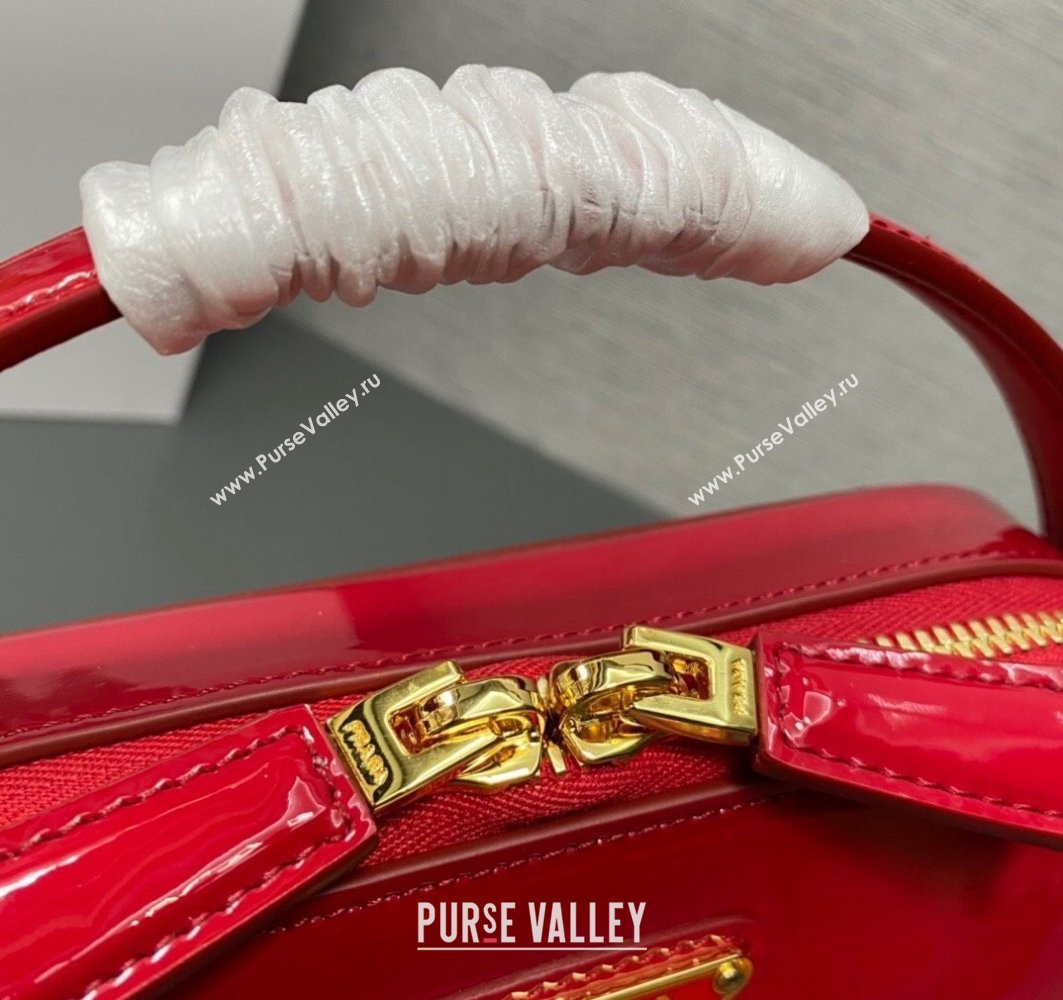 Prada Odette patent leather mini-bag 1BH206 Red 2024 (ziyin-24022716)