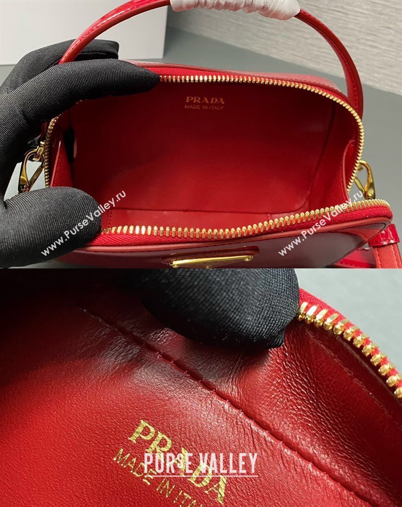 Prada Odette patent leather mini-bag 1BH206 Red 2024 (ziyin-24022716)