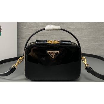 Prada Odette patent leather mini-bag 1BH206 Black 2024 (ziyin-24022715)