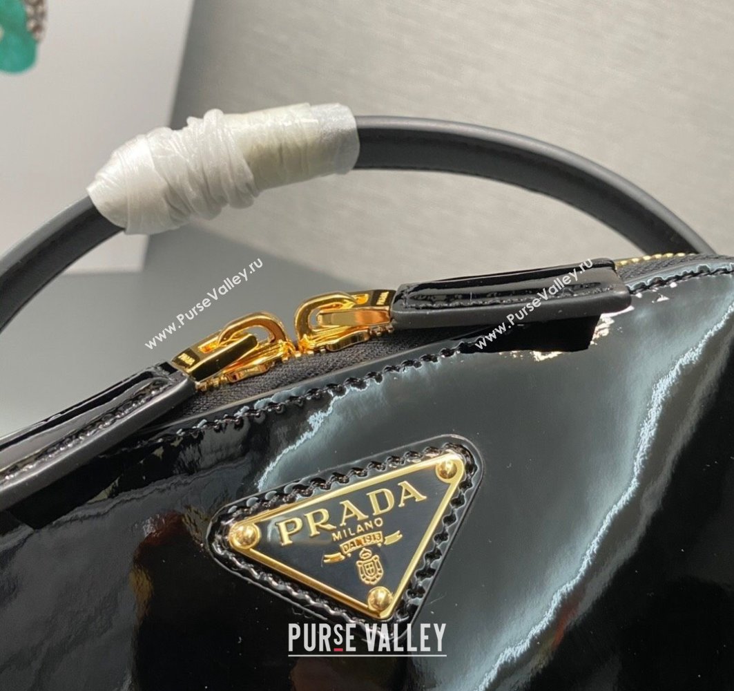 Prada Odette patent leather mini-bag 1BH206 Black 2024 (ziyin-24022715)