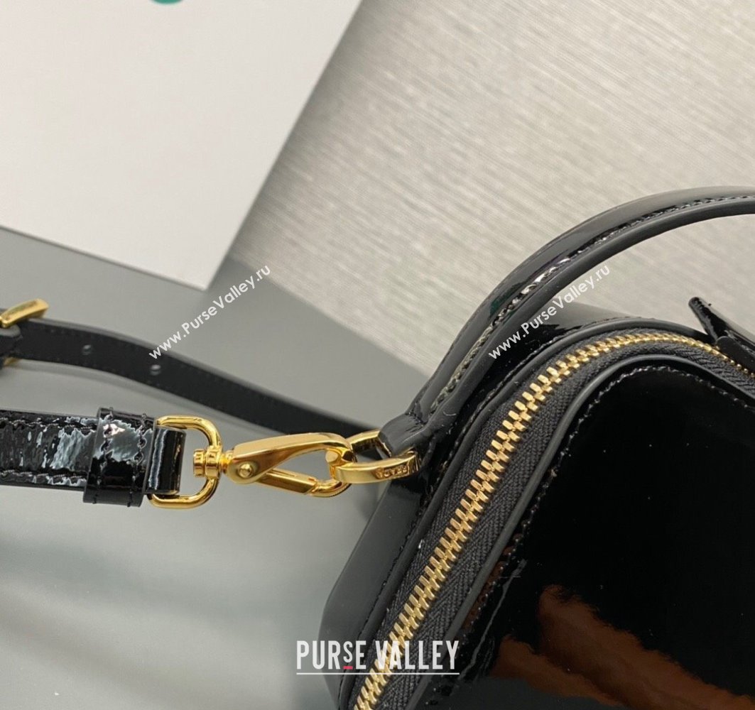 Prada Odette patent leather mini-bag 1BH206 Black 2024 (ziyin-24022715)