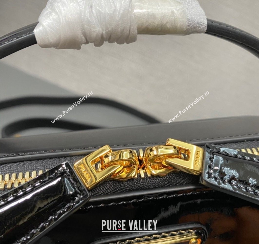 Prada Odette patent leather mini-bag 1BH206 Black 2024 (ziyin-24022715)