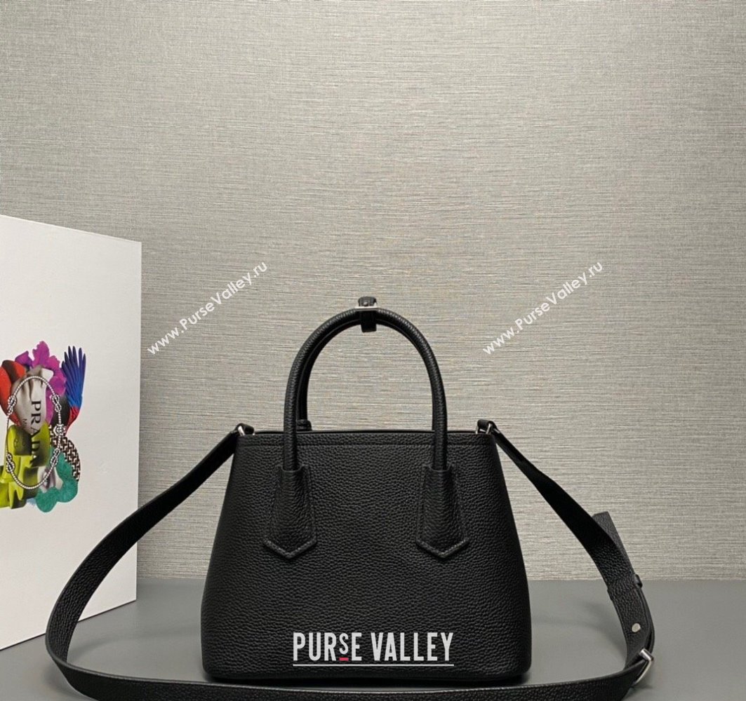 Prada Double leather mini bag 1BG443 Black 2024 (ziyin-24022801)