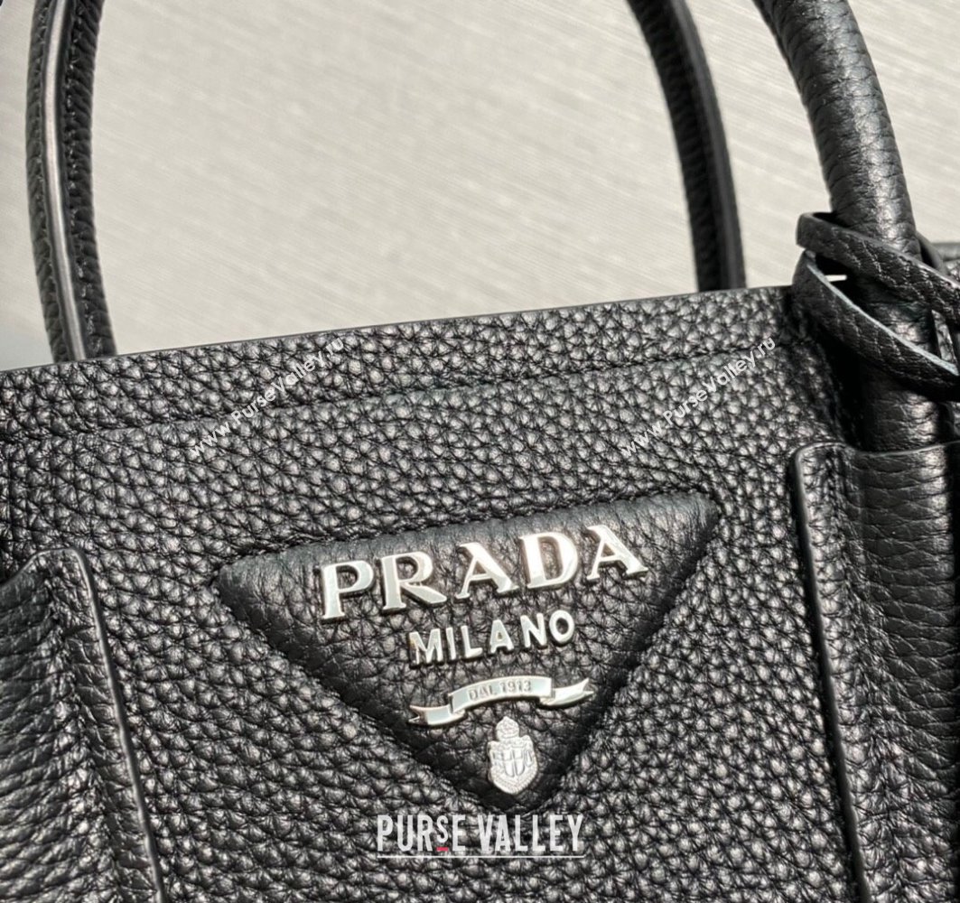 Prada Double leather mini bag 1BG443 Black 2024 (ziyin-24022801)