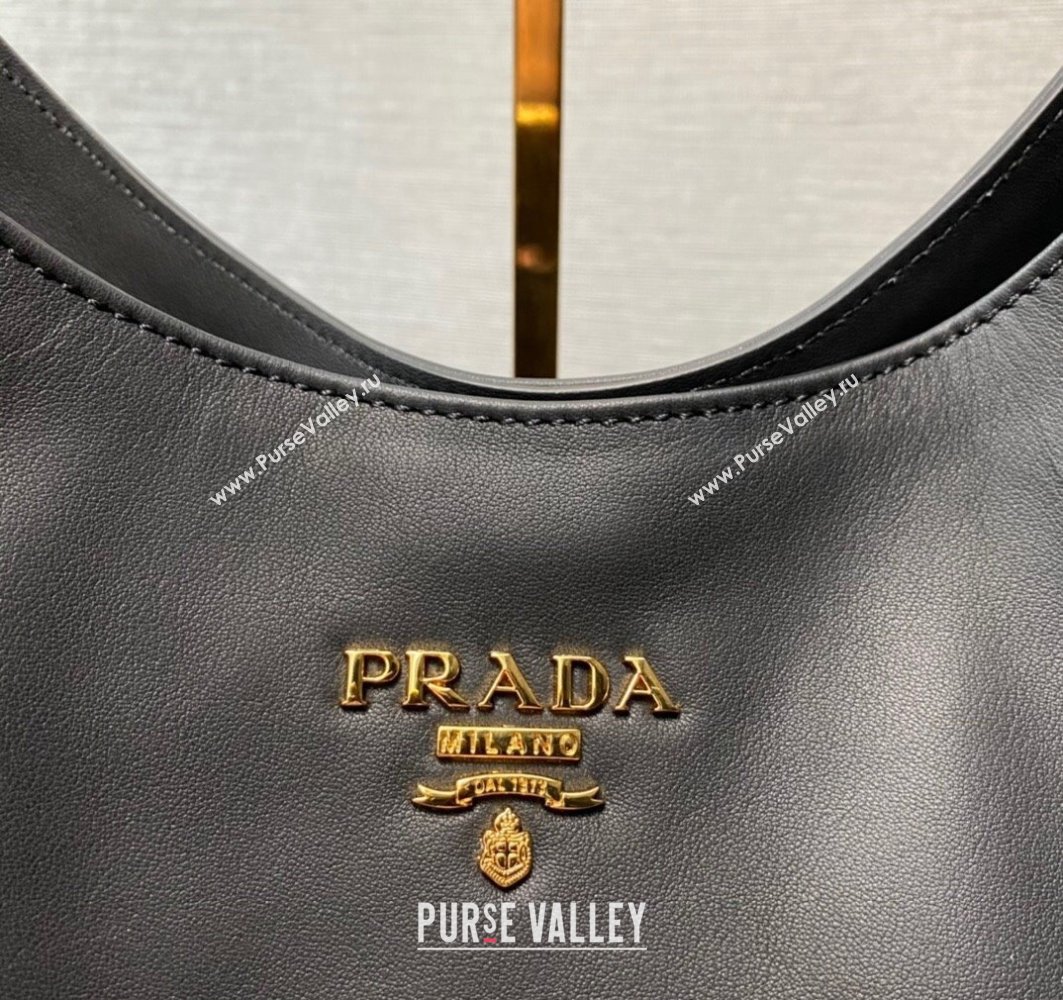 Prada Soft Calfskin Leather Chain Tote Bag 1BA638 Black/Gold 2024 (ziyin-24022807)