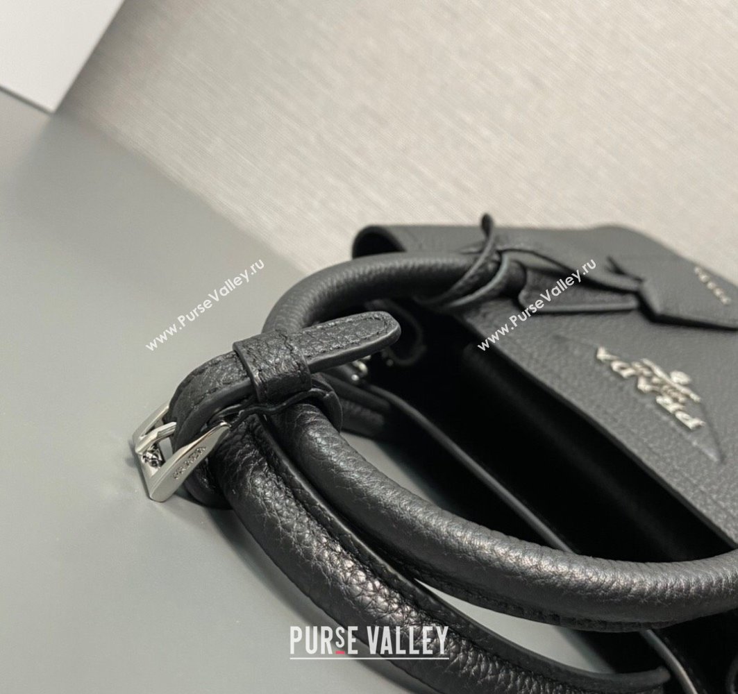 Prada Double leather mini bag 1BG443 Black 2024 (ziyin-24022801)