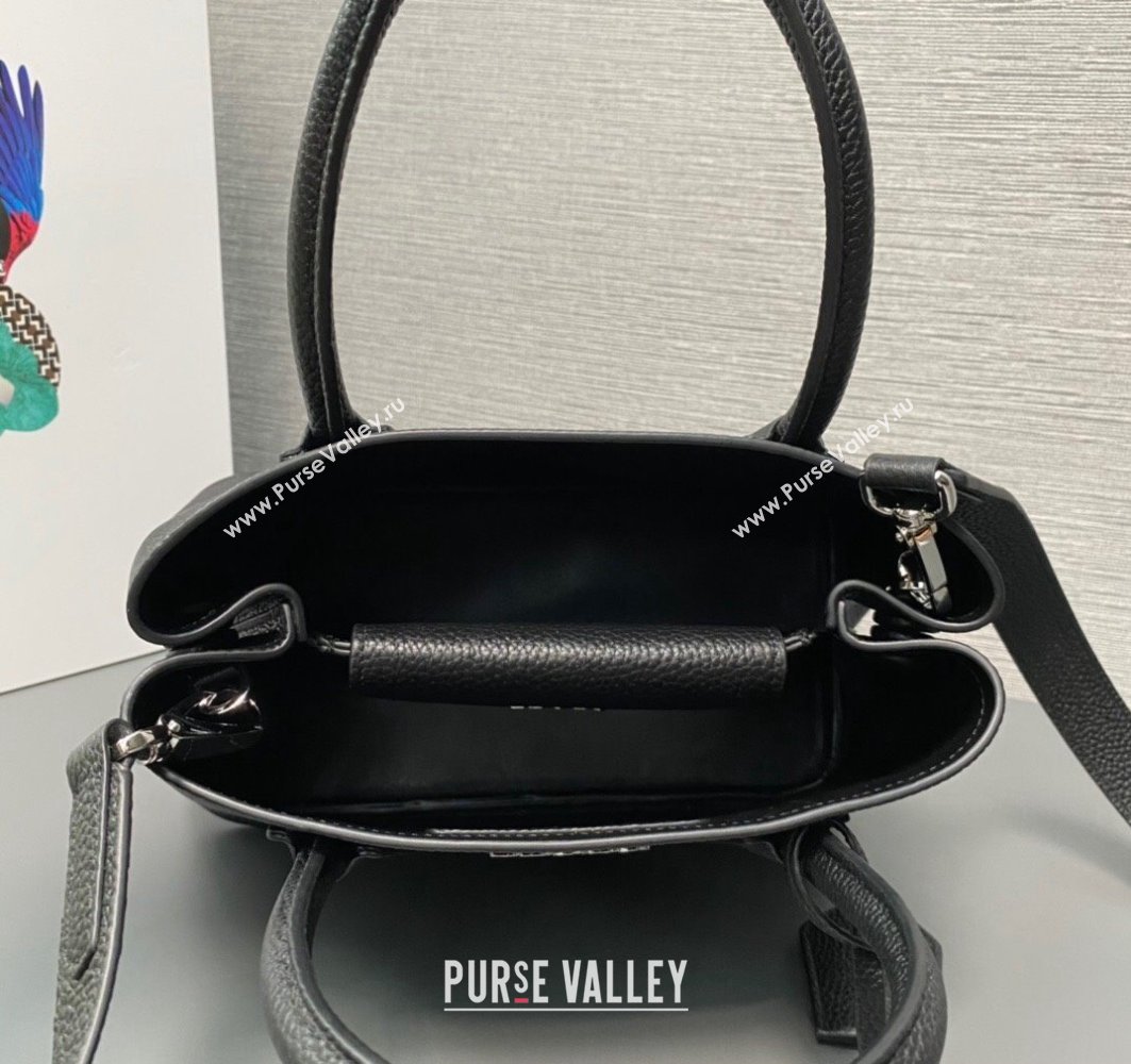 Prada Double leather mini bag 1BG443 Black 2024 (ziyin-24022801)