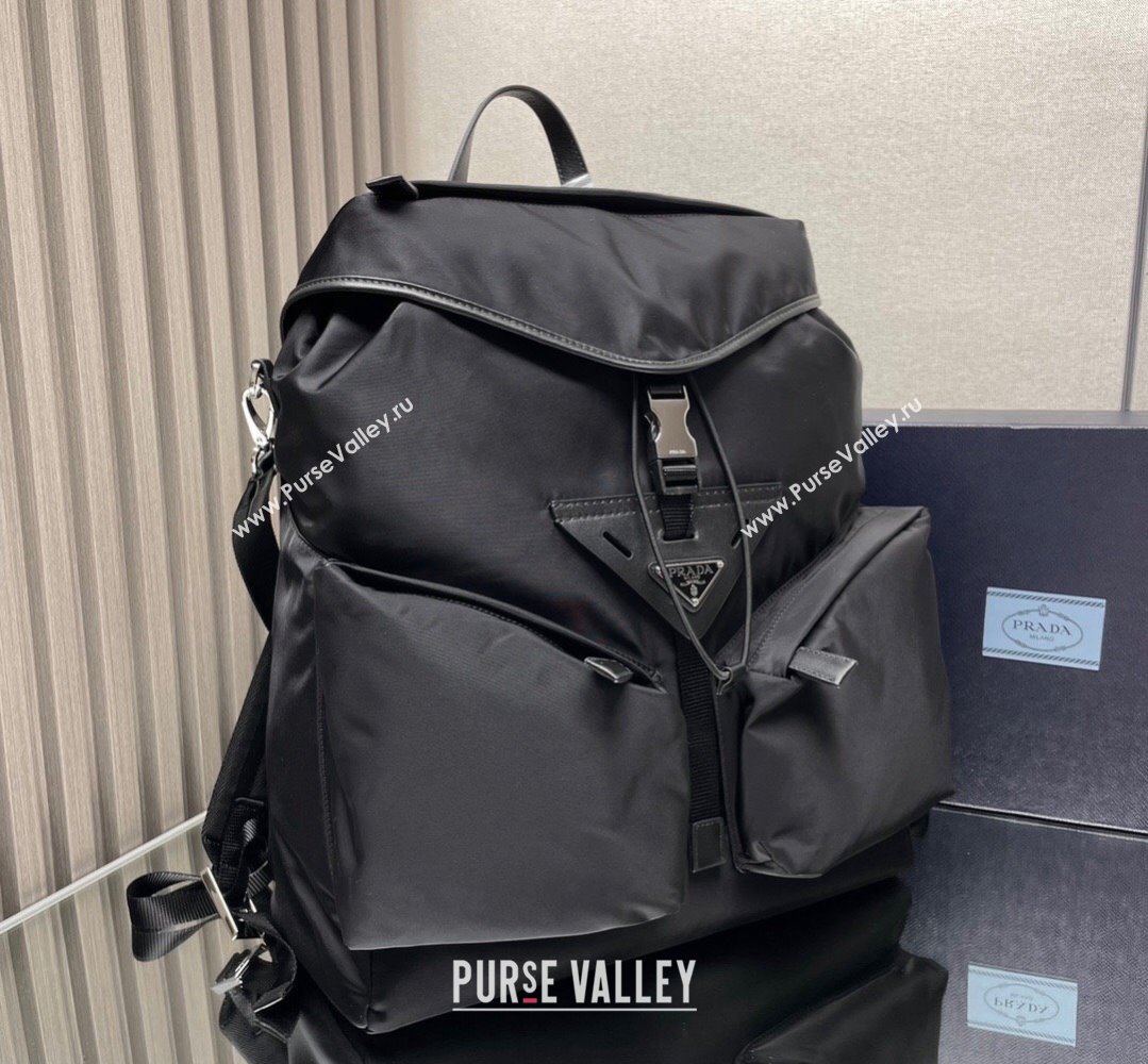 Prada Re-Nylon and leather backpack Bag 2VZ108 Black 2024 (ziyin-24022847)