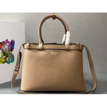 Prada Buckle medium leather handbag with double belt 1BA417 Camel 2024 (ziyin-24022851)