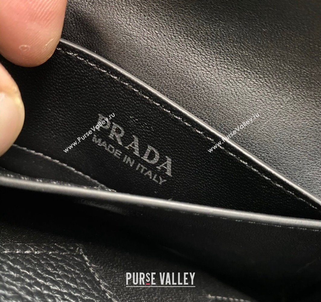 Prada Double leather mini bag 1BG443 Black 2024 (ziyin-24022801)