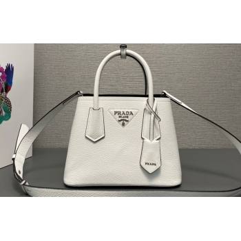 Prada Double leather mini bag 1BG443 White 2024 (ziyin-24022802)