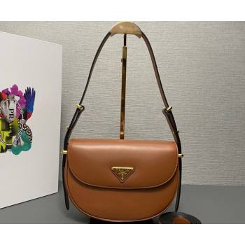 Prada Arque leather shoulder bag with flap 1BD365 Brown 2024 (ziyin-24022704)