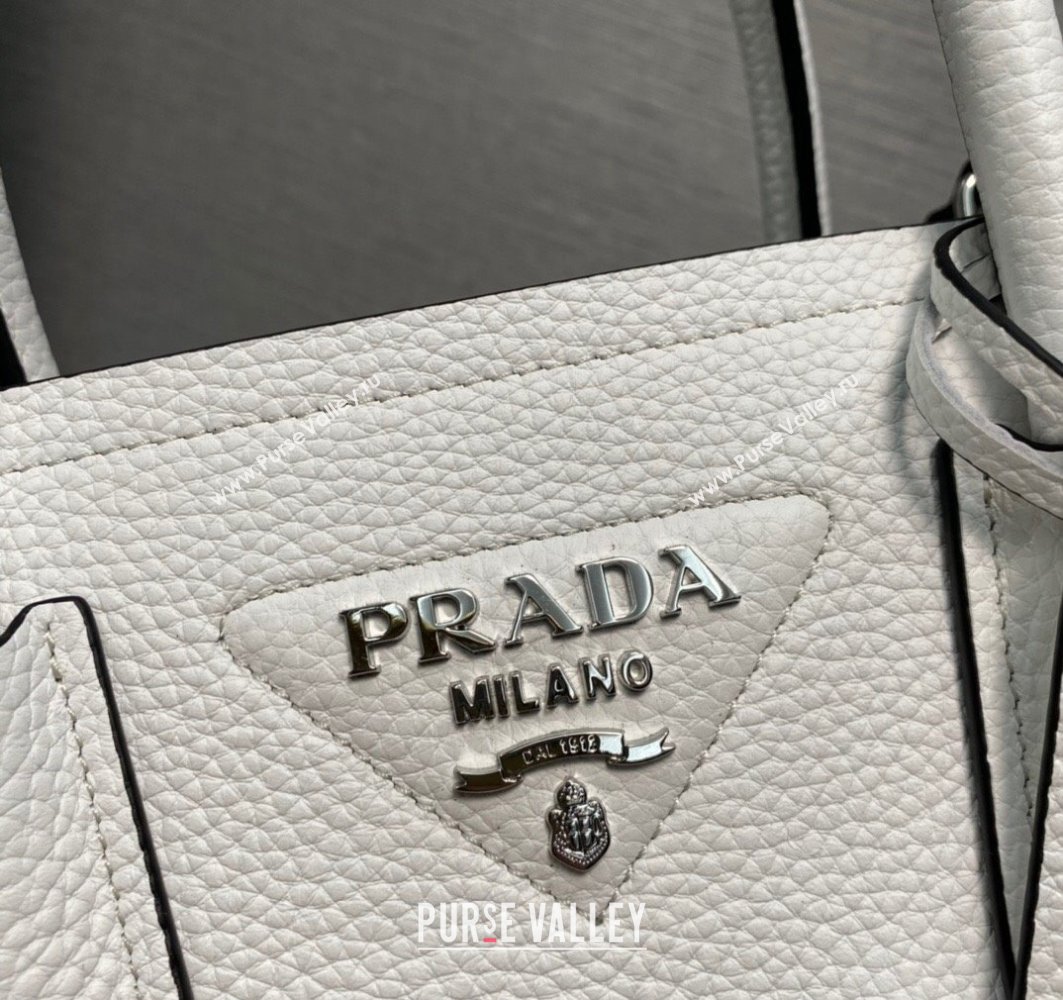 Prada Double leather mini bag 1BG443 White 2024 (ziyin-24022802)