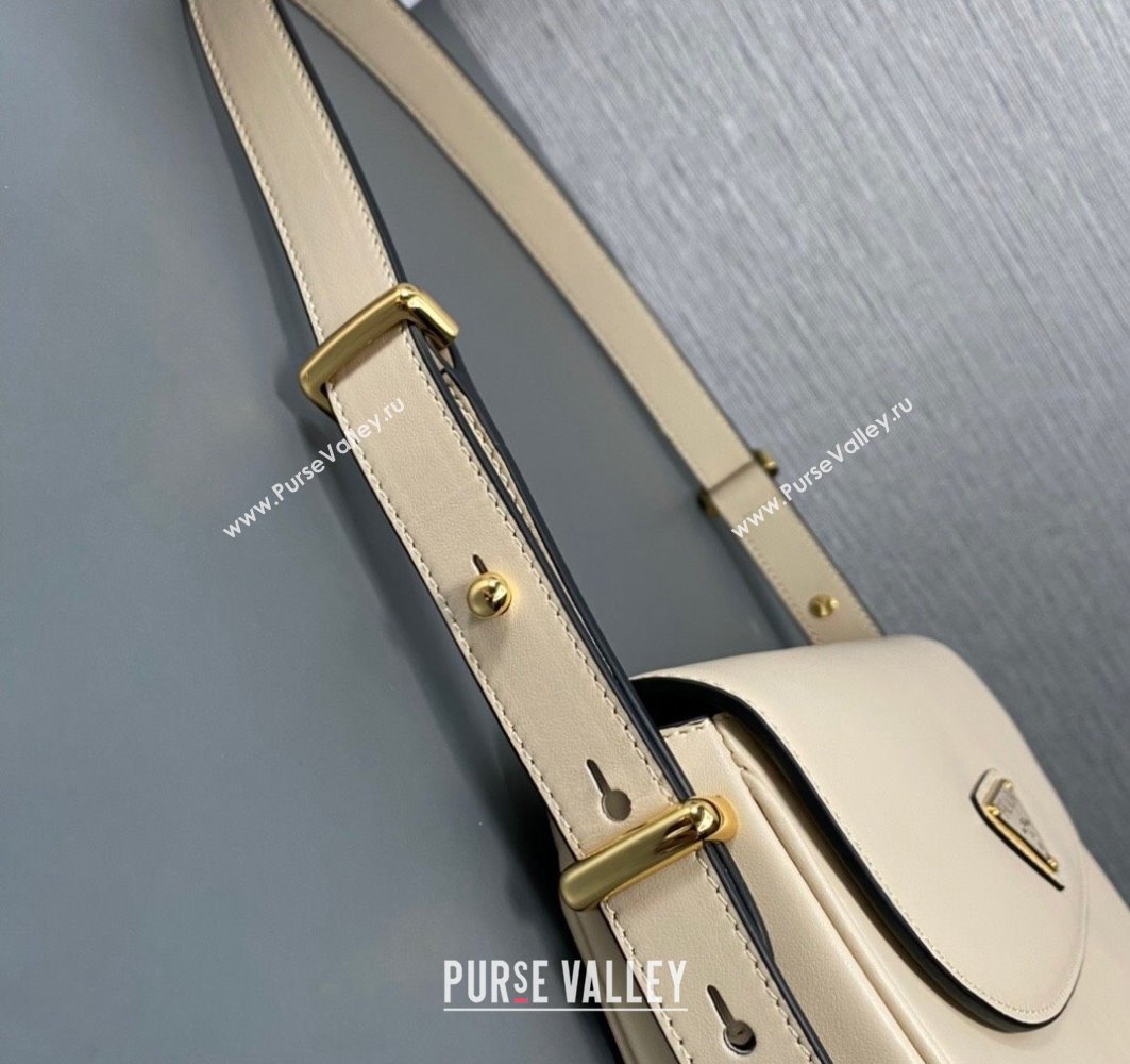 Prada Arque leather shoulder bag with flap 1BD365 Beige 2024 (ziyin-24022703)