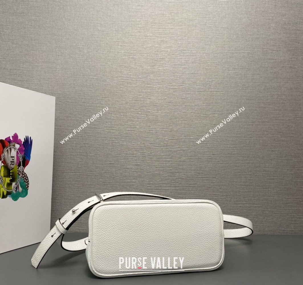 Prada Double leather mini bag 1BG443 White 2024 (ziyin-24022802)