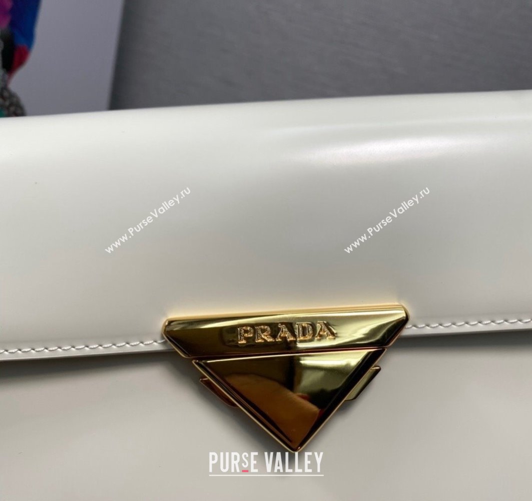 Prada Large brushed leather handbag 1BD342 White 2024 (ziyin-24022729)