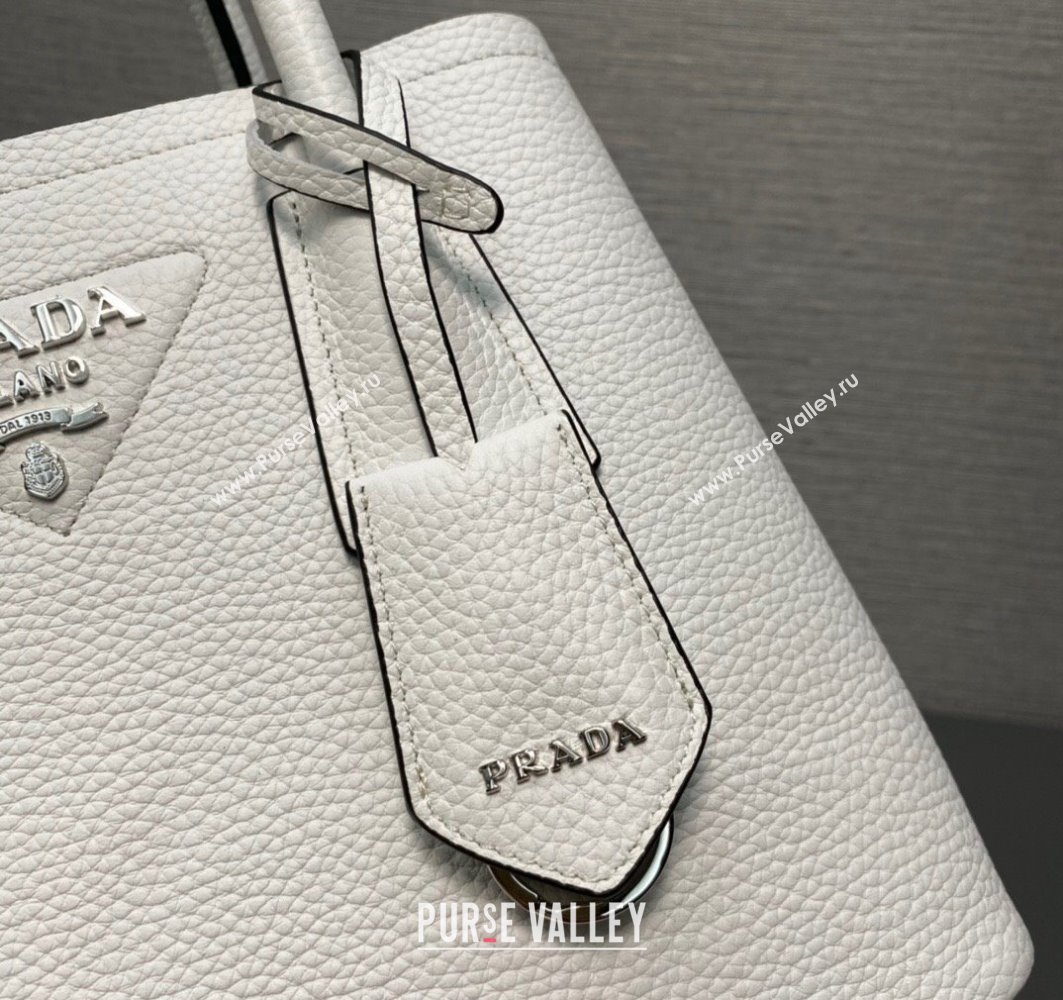 Prada Double leather mini bag 1BG443 White 2024 (ziyin-24022802)