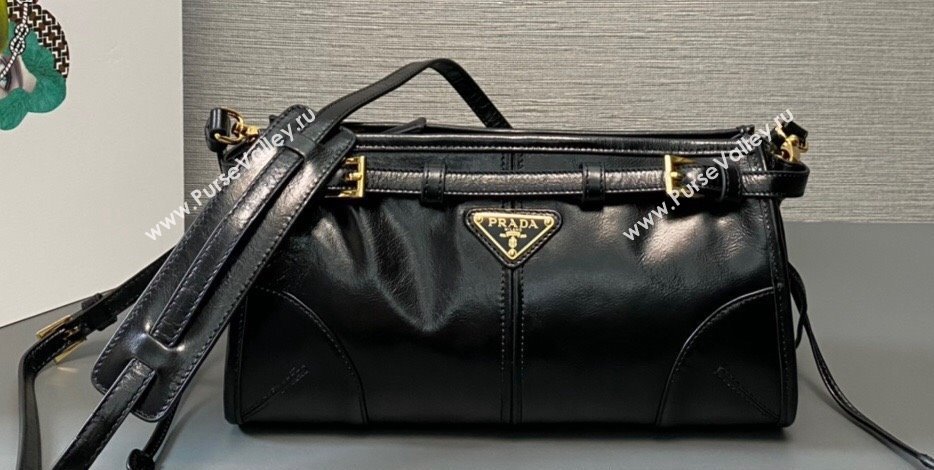 Prada Small leather shoulder bag 1BH215 Black 2024 (ziyin-24022863)