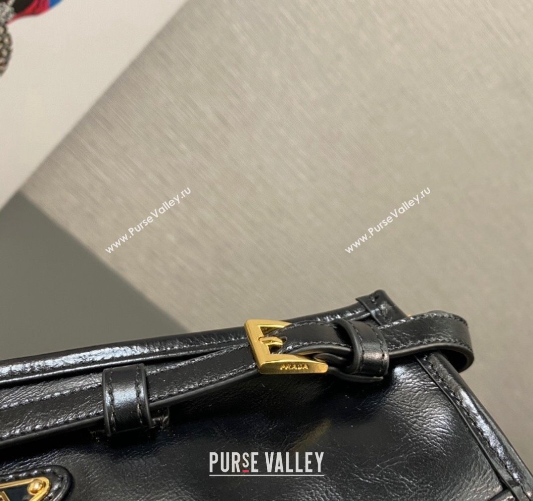 Prada Small leather shoulder bag 1BH215 Black 2024 (ziyin-24022863)