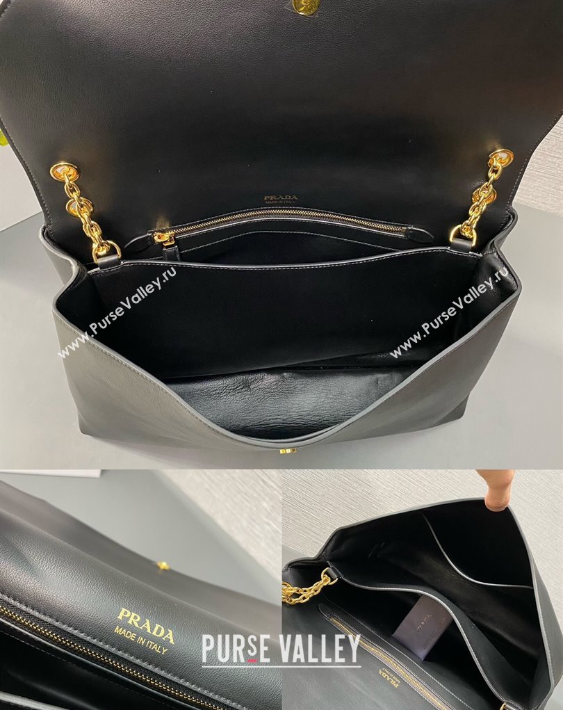 Prada Large leather shoulder bag 1BD368 Black 2024 (ziyin-24022730)