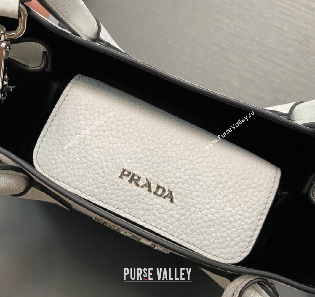 Prada Double leather mini bag 1BG443 White 2024 (ziyin-24022802)