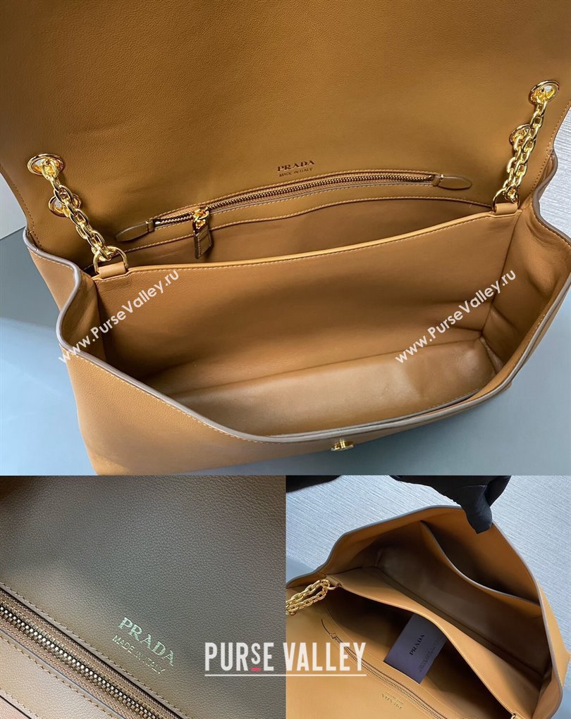 Prada Large leather shoulder bag 1BD368 Brown 2024 (ziyin-24022731)