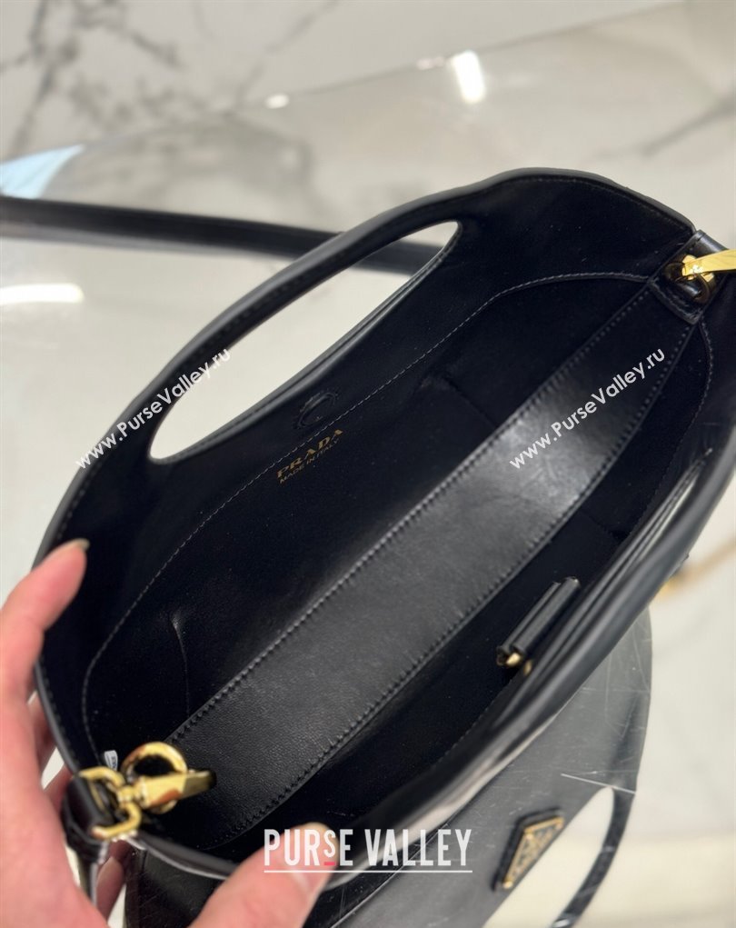 Prada Medium leather handbag 1BA421 Black 2024 (ziyin-24022868)