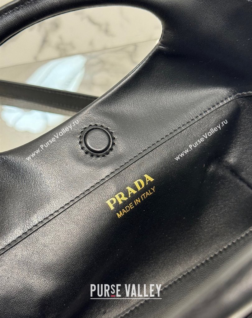 Prada Medium leather handbag 1BA421 Black 2024 (ziyin-24022868)