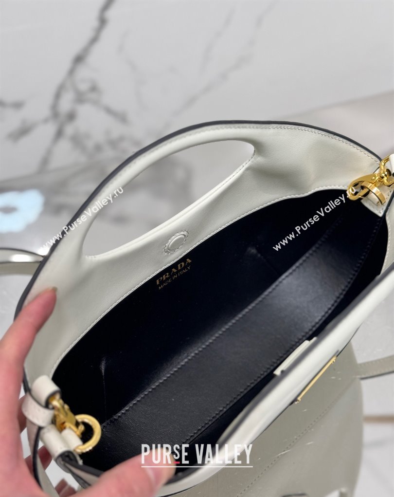 Prada Medium leather handbag 1BA421 White 2024 (ziyin-24022869)