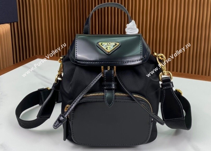 Prada Small Re-Nylon and brushed leather backpack Bag 1BZ075 Black 2024 (ziyin-24022849)