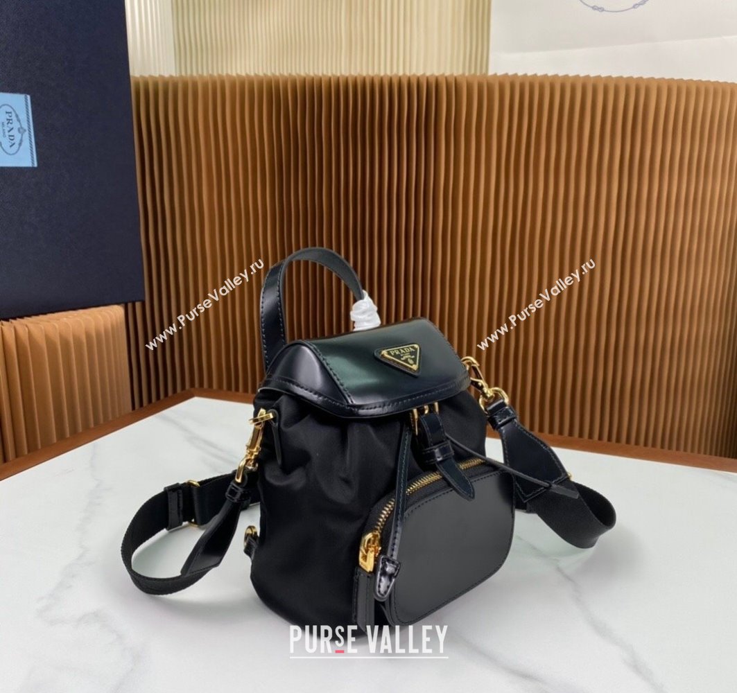 Prada Small Re-Nylon and brushed leather backpack Bag 1BZ075 Black 2024 (ziyin-24022849)