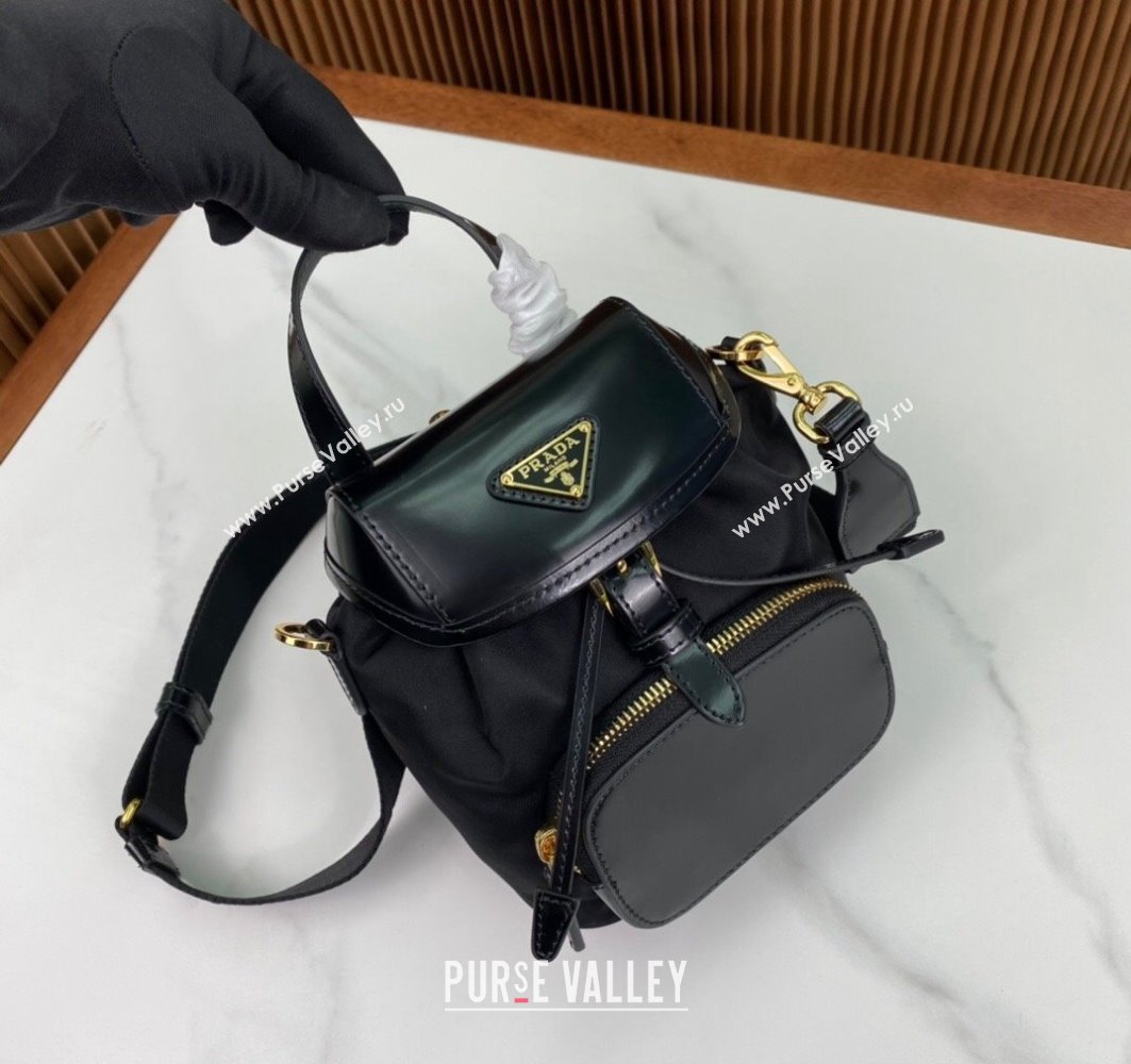 Prada Small Re-Nylon and brushed leather backpack Bag 1BZ075 Black 2024 (ziyin-24022849)