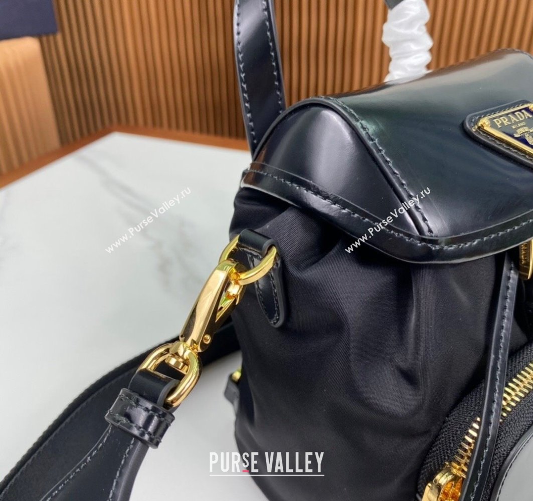 Prada Small Re-Nylon and brushed leather backpack Bag 1BZ075 Black 2024 (ziyin-24022849)