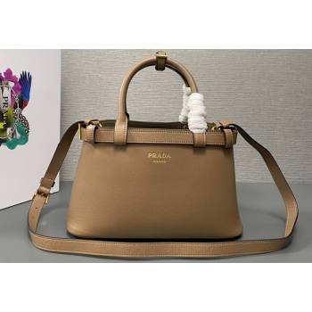 Prada Buckle small leather handbag with double belt 1BA418 Camel 2024 (ziyin-24022854)